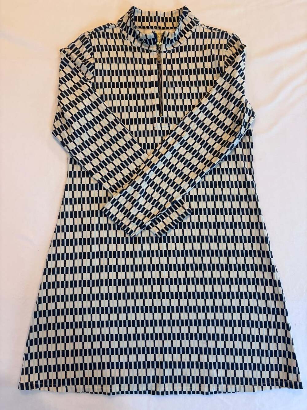 Spartina 449 Geometric Pattern Quarter-Zip Knit Dress Size L